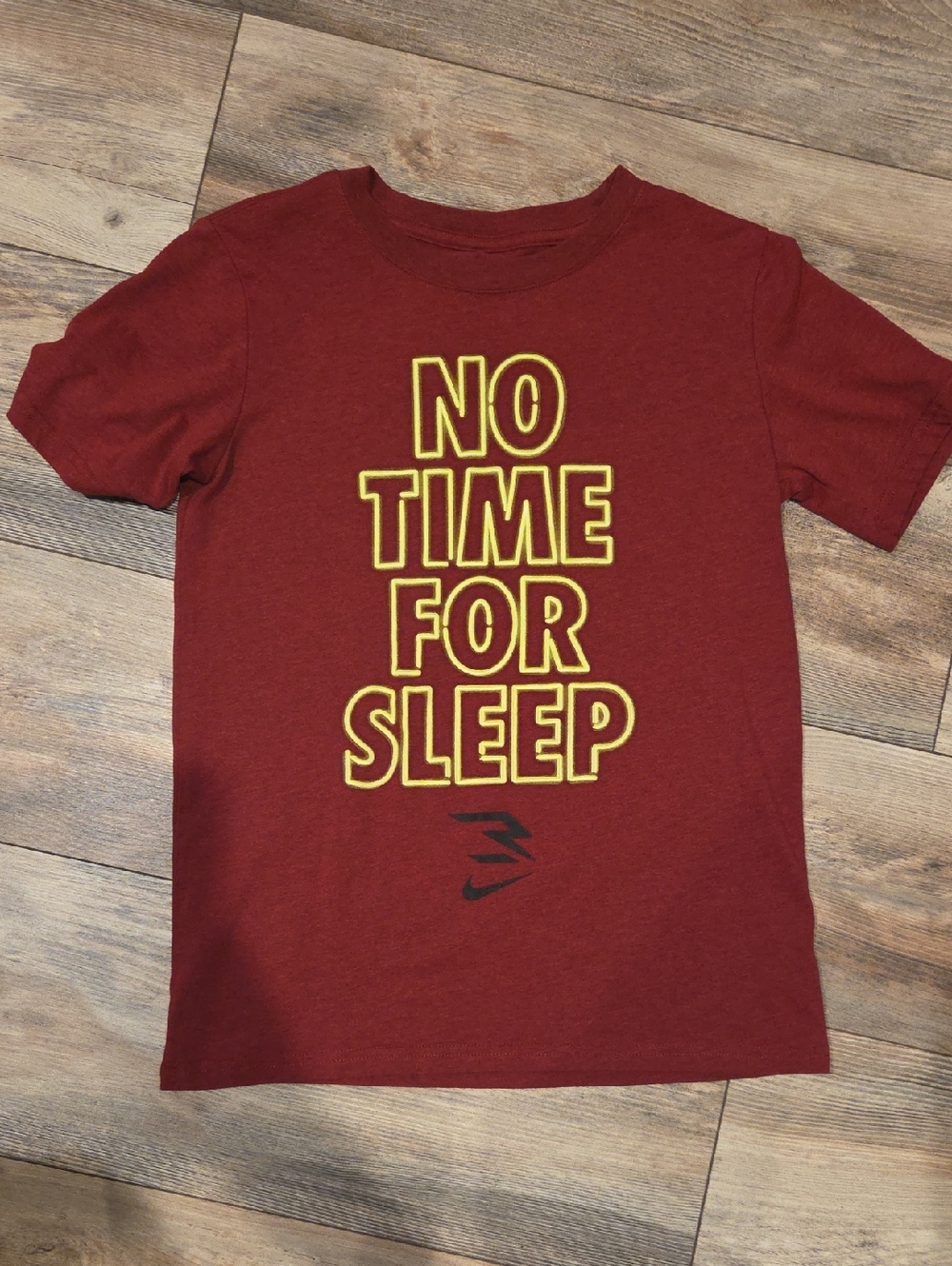 Nike Kids Red Graphic Tee with Yellow Lettering